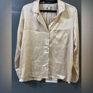 Nicole miller Cream Patterned Button-Down Shirt